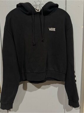 Vans Black Cropped Logo Hoodie
